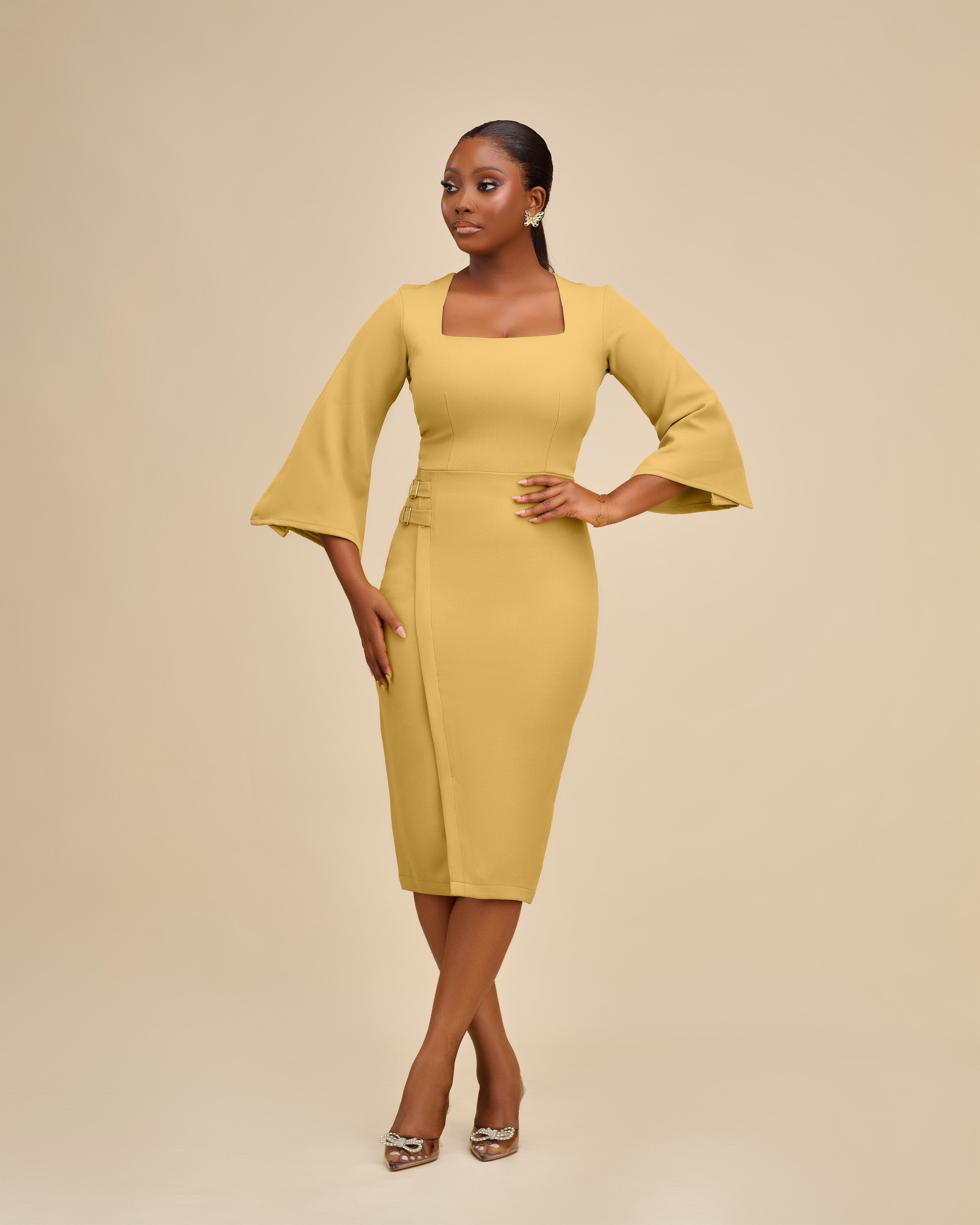 SIMISOLA DRESS- PALE MUSTARD