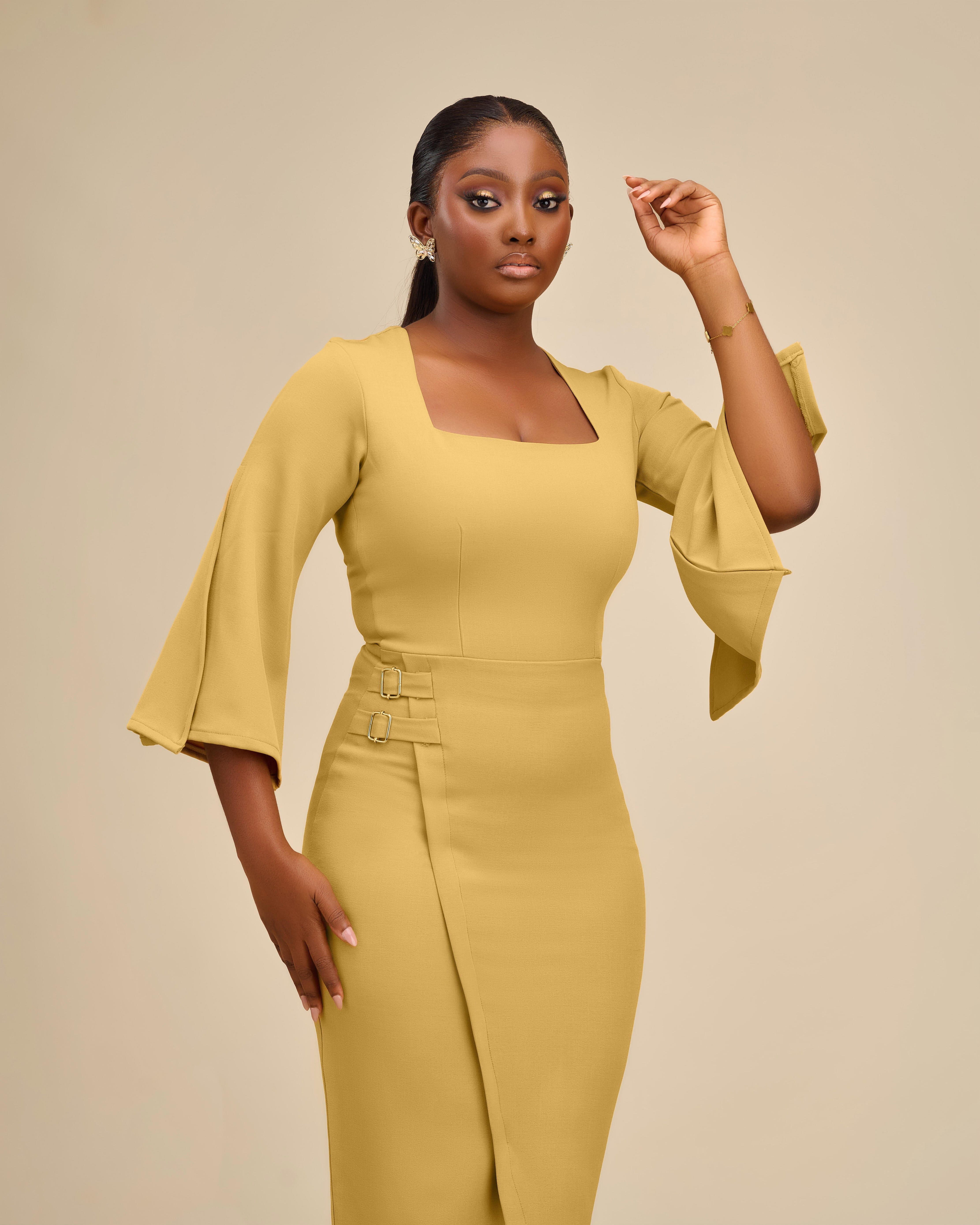 SIMISOLA DRESS- PALE MUSTARD