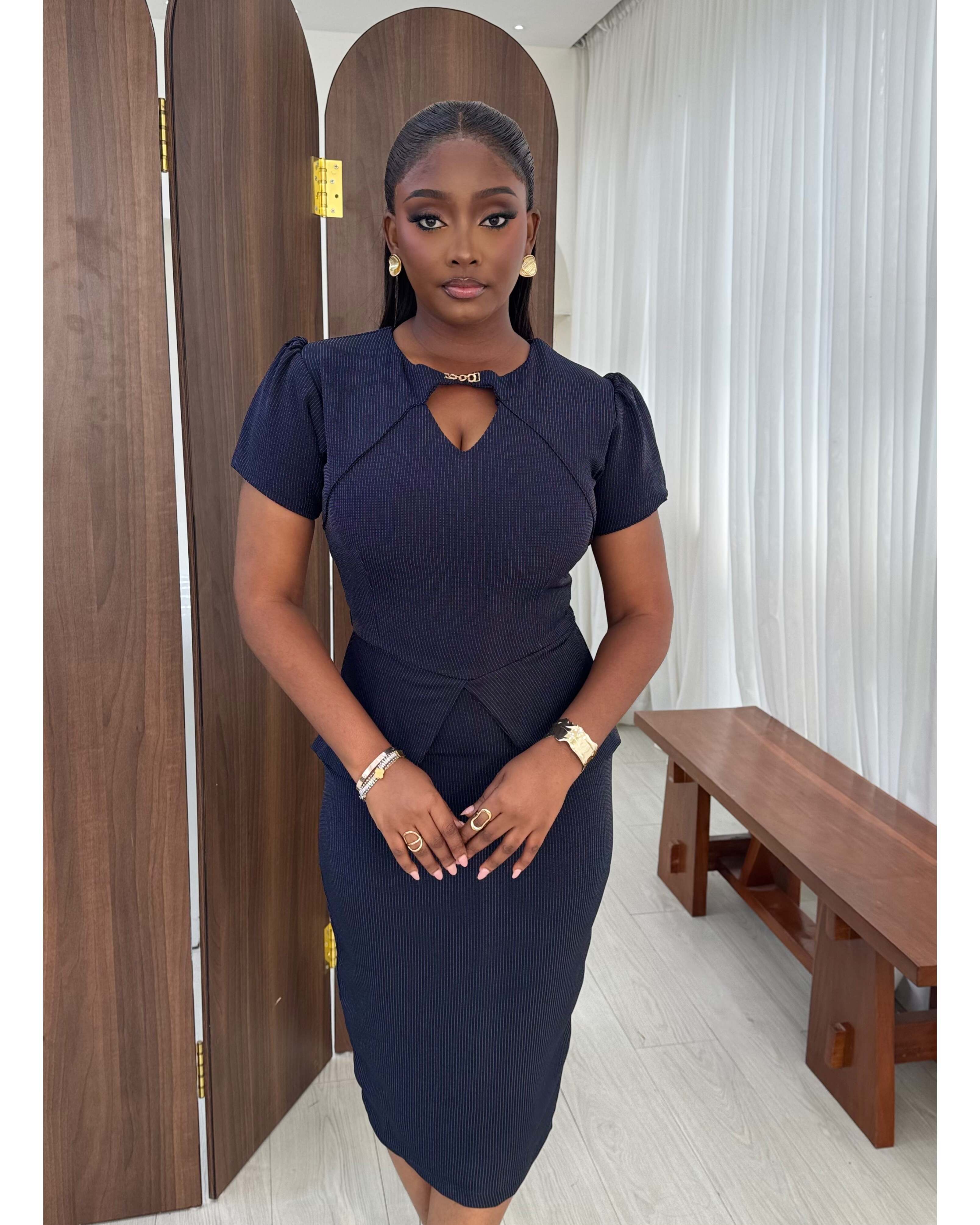 MEG DRESS (BLUE STRIPED)