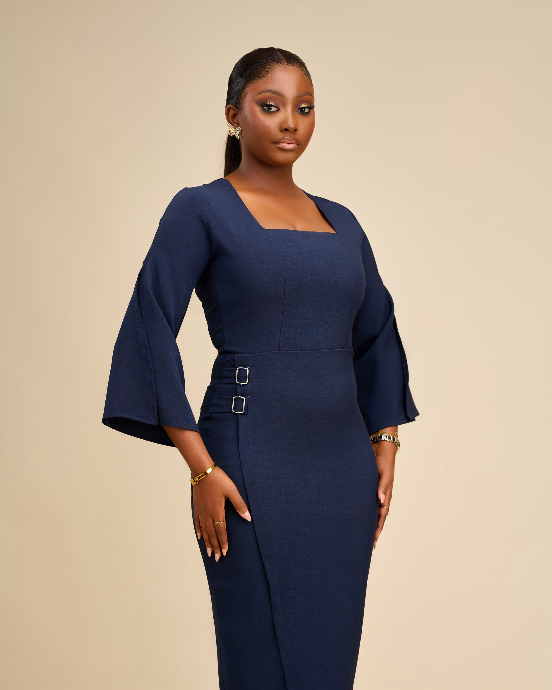 SIMISOLA DRESS- NAVY BLUE